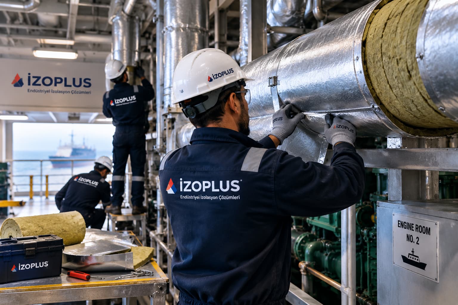 Gemi makine dairesi boru izolasyonu ve marin yalıtım montajı